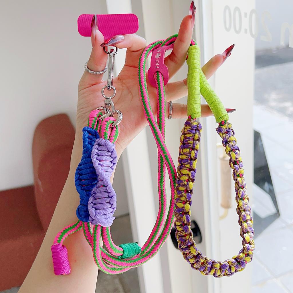 High-End Creative Hand-Woven Mobile Phone Universal Lanyard, Crossbody Long Rope, Seven-Color Shoulder Strap Anti-Loss Lanyard