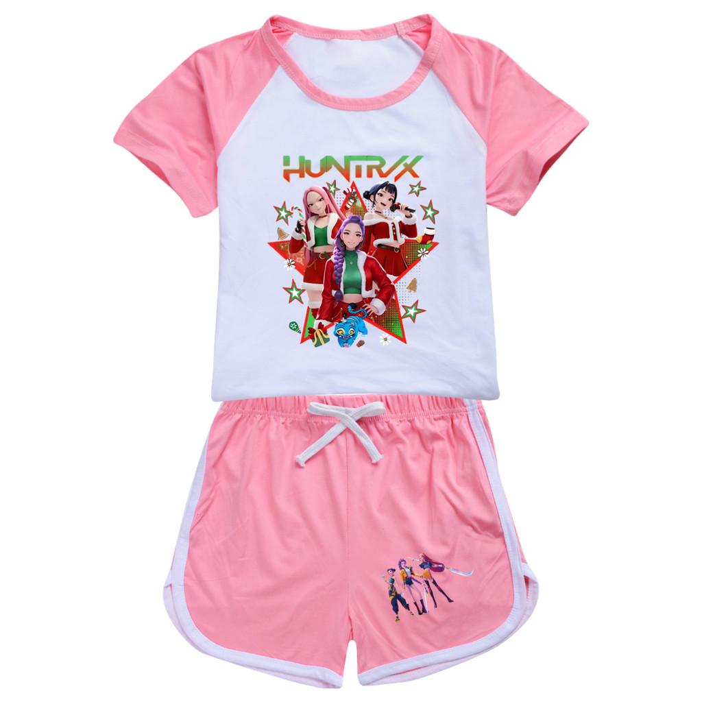 5182 Kids Girls Christmas POP Rumi Zoey Mira Print T-shirt Shorts Sport Tracksuit Clothes Set