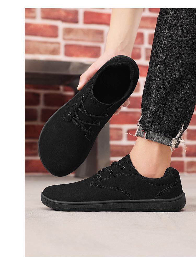 Men's Wide Toe Suede Casual Shoes - Large Size, Flat Sole, Versatile Board Style