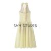 Spring and Summer Women's Clothing Vacation Style Loose Big Hem Starfish Decoration V Neck Sleeveless Long Patchwork High Waist Dress