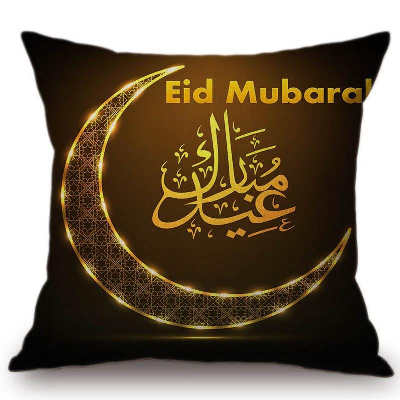 Ид Мубарак, домашняя декоративная подушка для дивана, мусульманская мечеть, полумесяц, золото, новолуние, хлопковое льняное кресло, подушка 45x45 см 45x45 No Filling