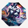 1 Auto Open Jack Skellington, Sally Themed Colorful 8-rib Portable Umbrella for Men and Women, A Compact Commuting Companion Suitable for Da