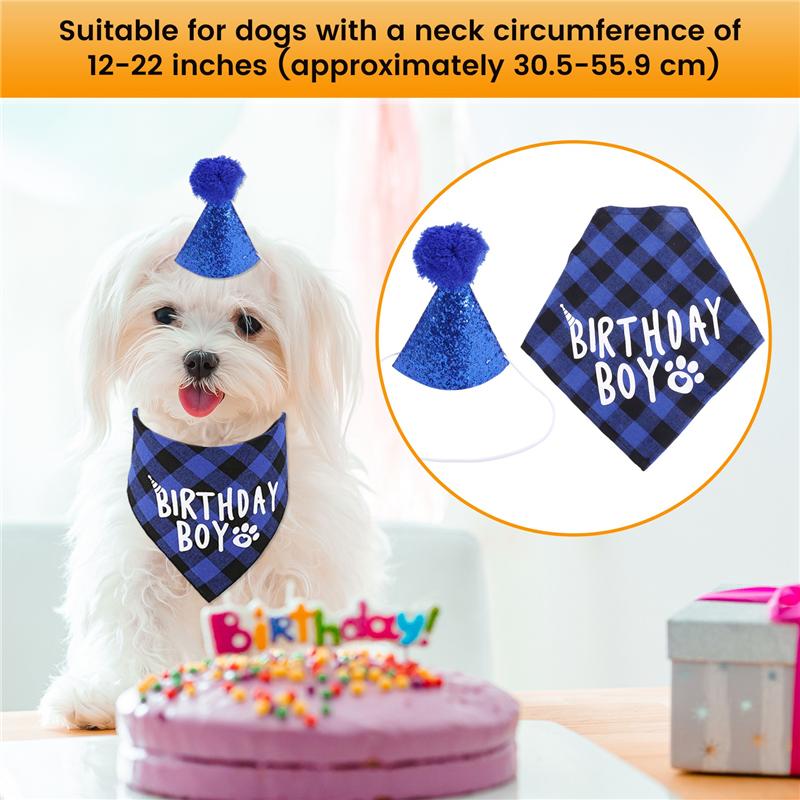 2025 Trend Dog Birthday Party Supplies,Pet Birthday Hat And Boy Doggy Birthday Bandana Set