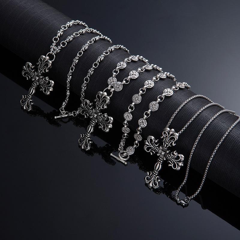 Fashion Nightclub Hipster Cross Necklace Retro Fashion Trend Personalized Sweater Chain Men'S And Women'S Trendy Cool Accessories