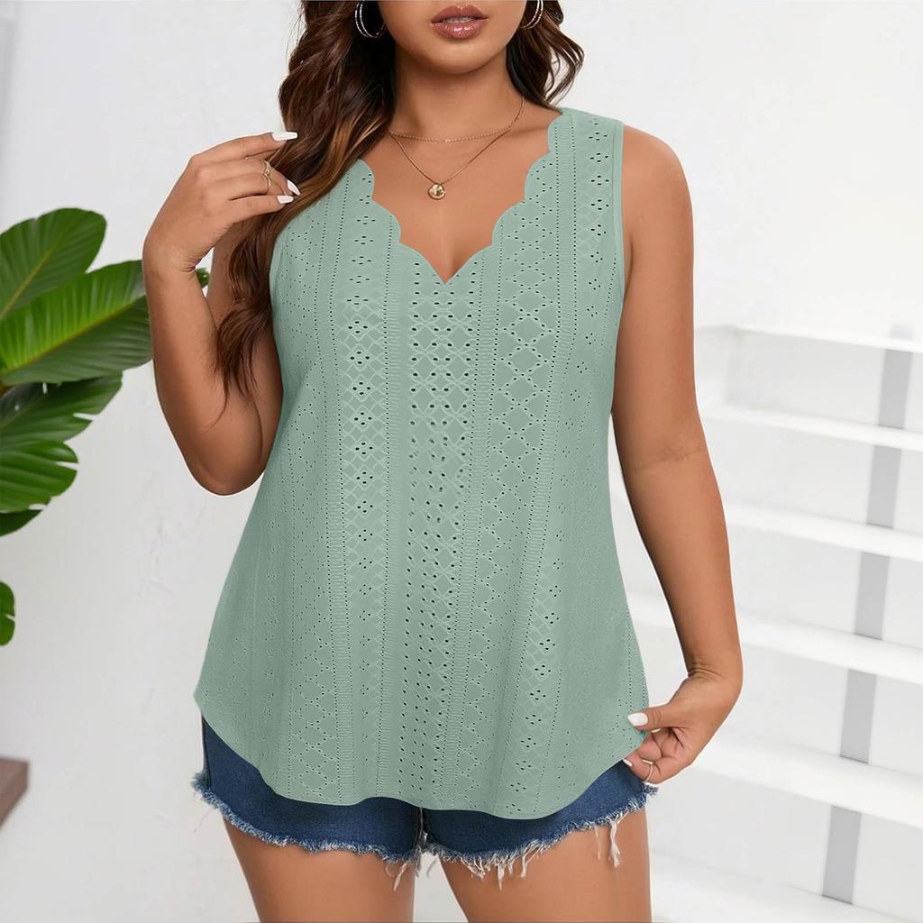 Damen locker sitzendes trägerloses Tanktop ärmellos atmungsaktiv Spitze V-Ausschnitt Bluse