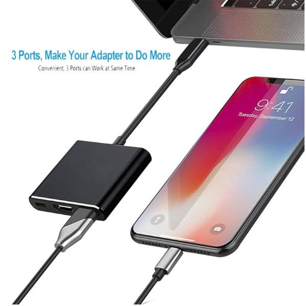 USB Cables Hubs & Adapters Usb C To Hdmi Compatible 4K Adapter 3 In 1 Hub With Output 3.0 Port