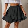 Women's Summer High Waist Ruffle Skirt Cute Flowy Skirt Casual Comfort Wrap Beach Pleated Skirt