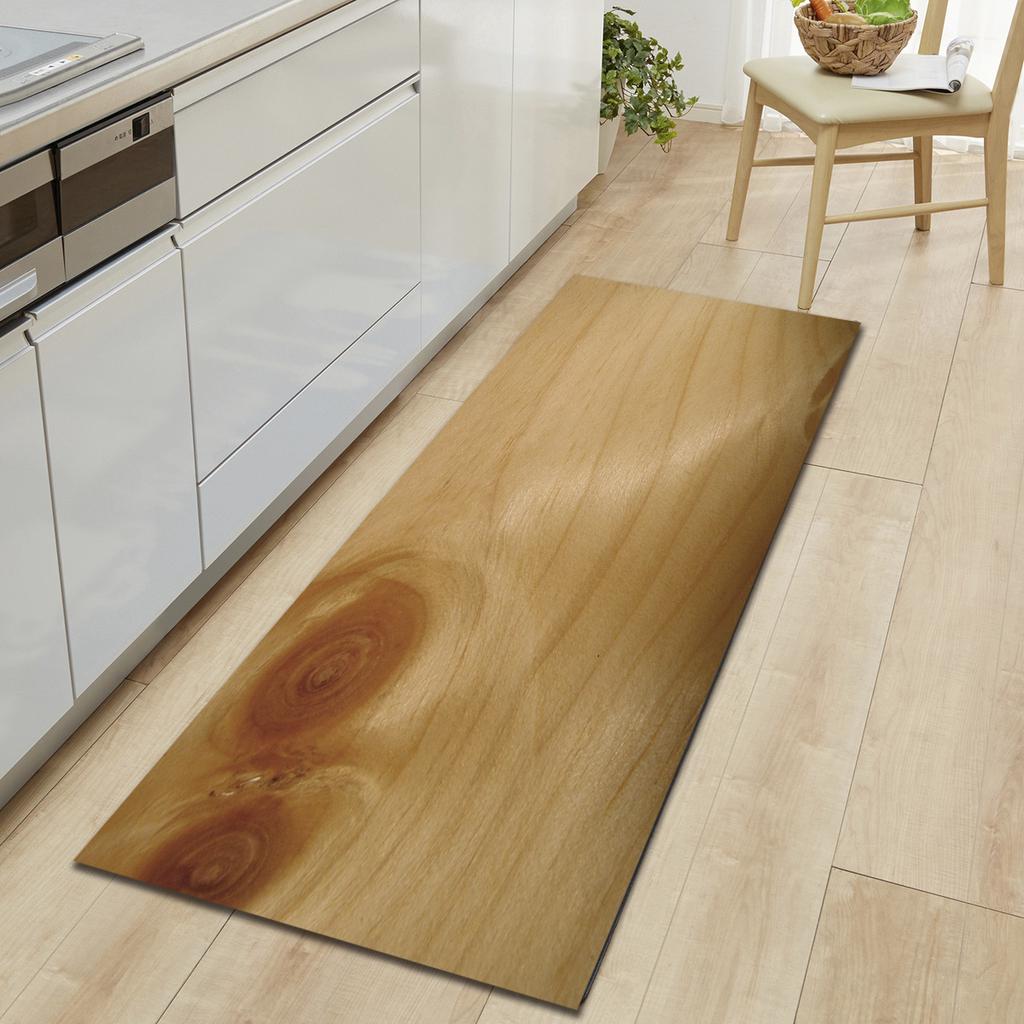Wood Grain Household Door Mat Kitchen Absorbent Strip Bathroom Non-Slip Floor Mat Living Room Bedroom Carpet