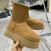 Song Yanfei Has the Same Fur Integrated Snow Boots, Winter Women's 2025 New Heightened Thick-soled Elastic Short Boots Look Thin