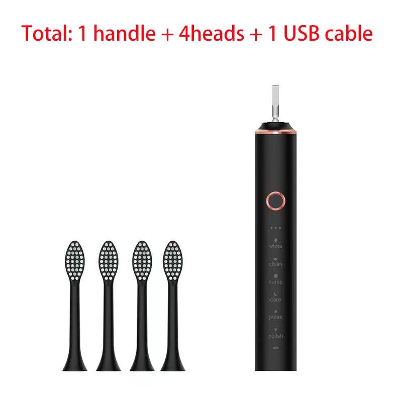 USB Fast Charging Sonic Electric Toothbrush with Smart Timer Rechargeable Adult Toothbrush Set Includes Replacement Heads