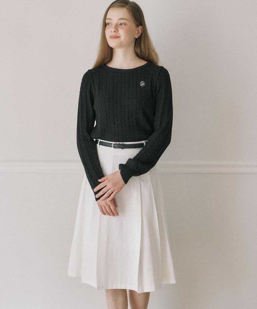 Our Hope Belt Set Midi Pleated Elastic Skirt - White