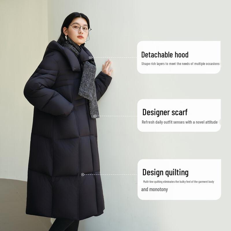Aolilai Chen Duling Women's Detachable Hooded Long Down Jacket