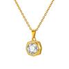 Ladies Temperament Wind Clavicle Chain 18K Gold Stainless Steel Shiny Zircon Geometric Pendant Necklace Pn-2187
