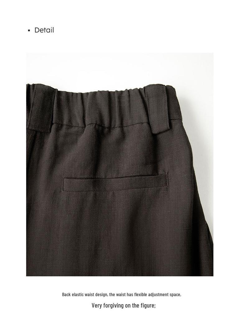 Women's Autumn Wide-Leg Commuting Pants - Tencel Linen, Pleated, Slimming, Versatile, High-End Drape