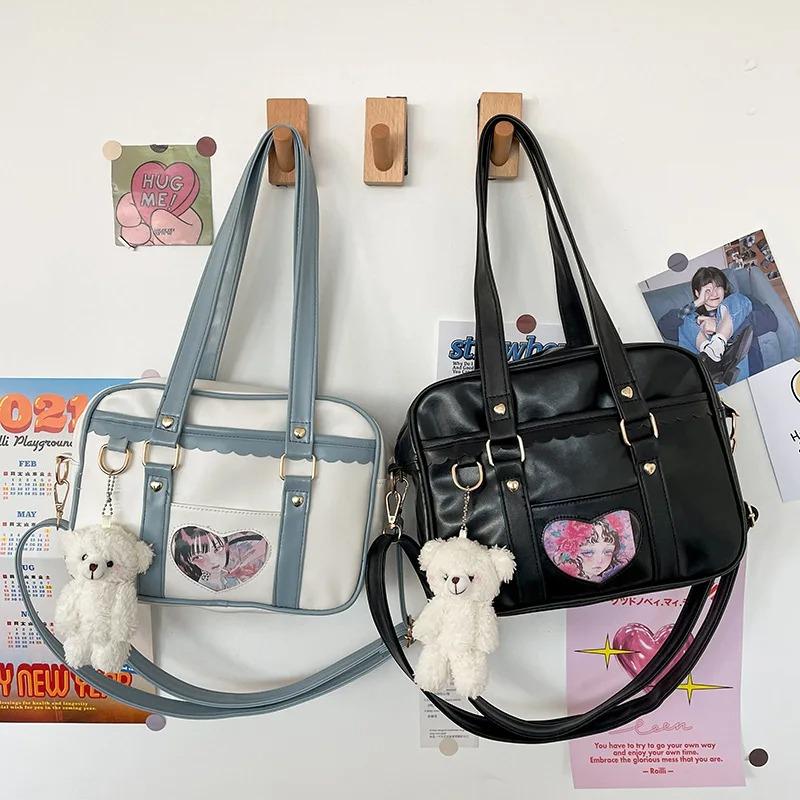 Nová japonská JK přenosná uniformní taška přes rameno PU taška Love Pain Simple Campus Girls Soft Cute Messenger Bag Itabag IB065