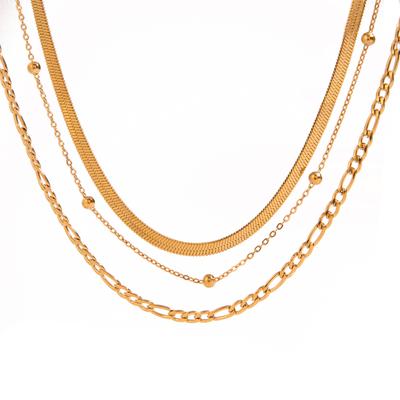 Youthway Statement Retro Vergoldeter Edelstahl Kreisperlen Mehrschichtige Kette Halskette Wasserdicht Hypoallergener Schmuck