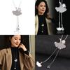 Long Stylish Ginkgo Leaf Sweater Chain Necklace For Women With Charming Detail Pearl