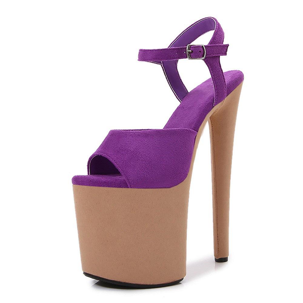 20CM Stoffbezogene Dünne Plateau-Absatz Stangen Tanz Trainings Sandalen, Rutschfeste Sky High Catwalk Modell Stilettos SY-HY-S121