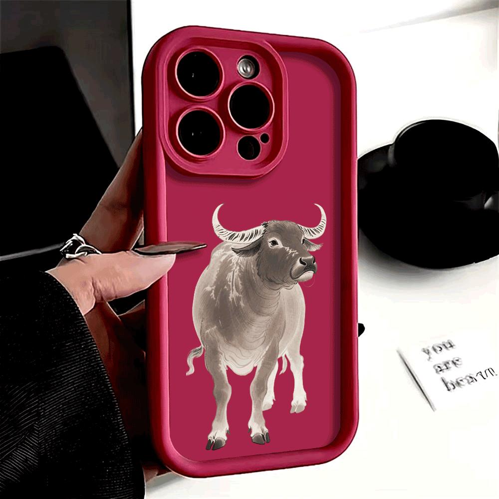 Chinese Zodiac Horse Cattle Shockproof Phone Case for Xiaomi Redmi Note 14/13/12/11/10 Pro/Plus Raised Camera Protection Cover