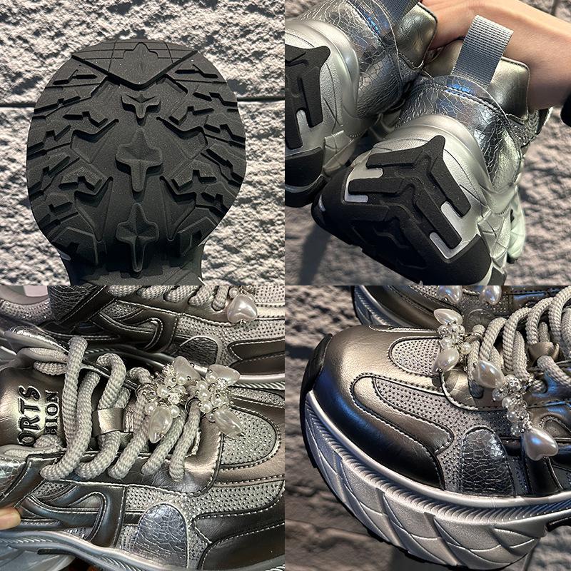 Saugfoliensohle Papa-Schuhe Damen Frühling Neue Plateau-Laufschuhe Erhöhende Sportschuhe Lässige Vielseitige Schuhe Kinder