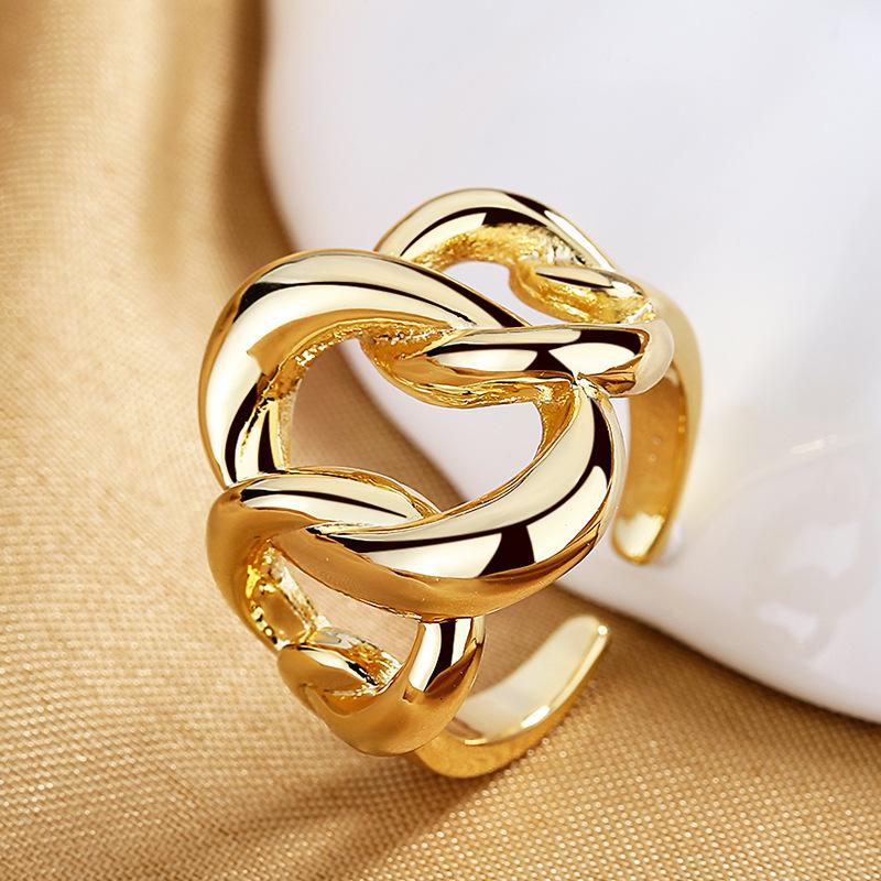 925 Sterling Silver HipHop Ring Open Adjustable Silver/Gold for Women Exquisite Student Girlfriend Jewelry Wedding Party GiftG