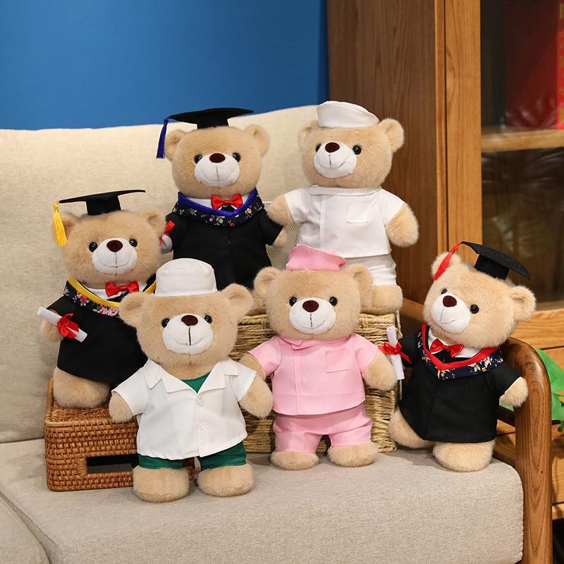 30cm Cartoon Cosplay Plüschbär-Puppe Professioneller Arzt Krankenschwester Abschlussbär Plüschtier Heimdekoration Geschenk für Jungen und Mädchen