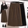 Autumn Plus Size High-Waisted Knit Stretch Mid-Length Skirt