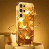Goldener Schmetterling Glas Handyhülle für Samsung Galaxy S26 S25 S24 S23 S22 FE Ultra Plus Eingebautes Glas Gold Exquisit Wunderschön