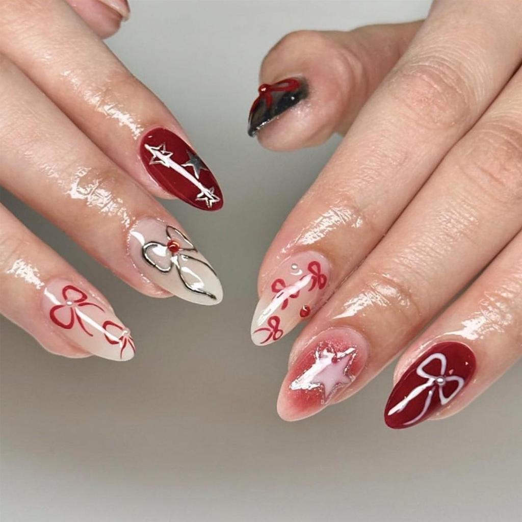 Sweet Stylish Bow Nail Art - Star Blush Wearable False Nails