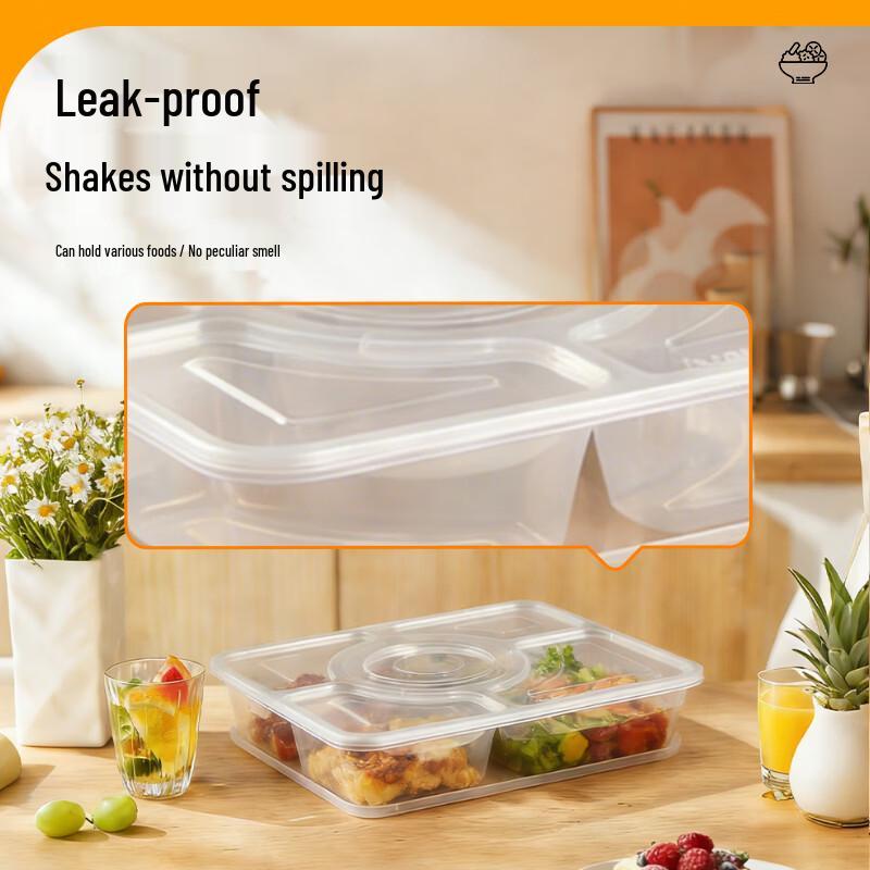 Jiwanggu Disposable 5-Compartment Lunch Box, 150 Sets