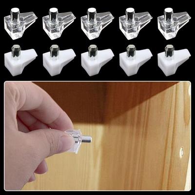 10Pcs Hardware Board Support Furniture Accessories White Transparent Shelf Support 5mm Stud Thread with Metal Pin Plastic Pegs