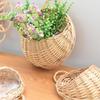 Handmade Rattan and Willow Hanging Basket for Flowers - Blue Pastoral Woven Wall Decor