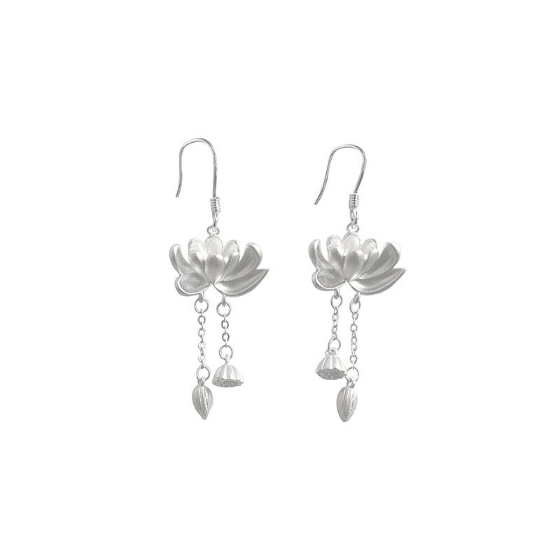 

Высококачественные женские серьги-крючки Lotus Lotus с китайским простым нишевым дизайном