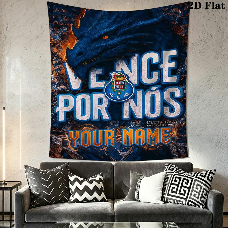 Custom Fc Porto Wall Hanging Printed Fabric Blanket Decorative Tapestries for Bedroom Living Room Home Decor