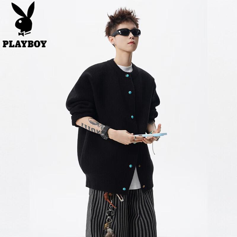 

PLAYBOY Men s Retro Snap Button Cardigan Sweater M
