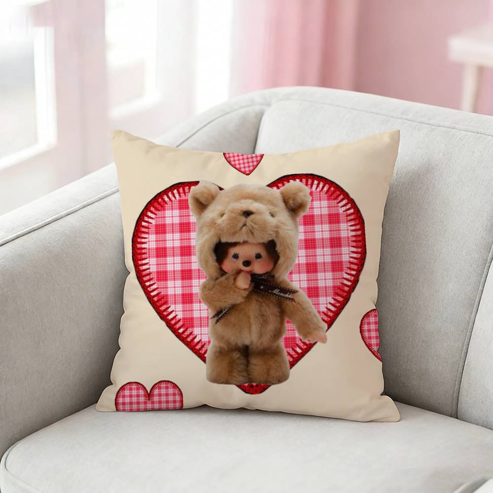 Cute M-Monchhichi Pillow Case Pattern Printed Pillowcase For Living Room Sofa Cushion Cover