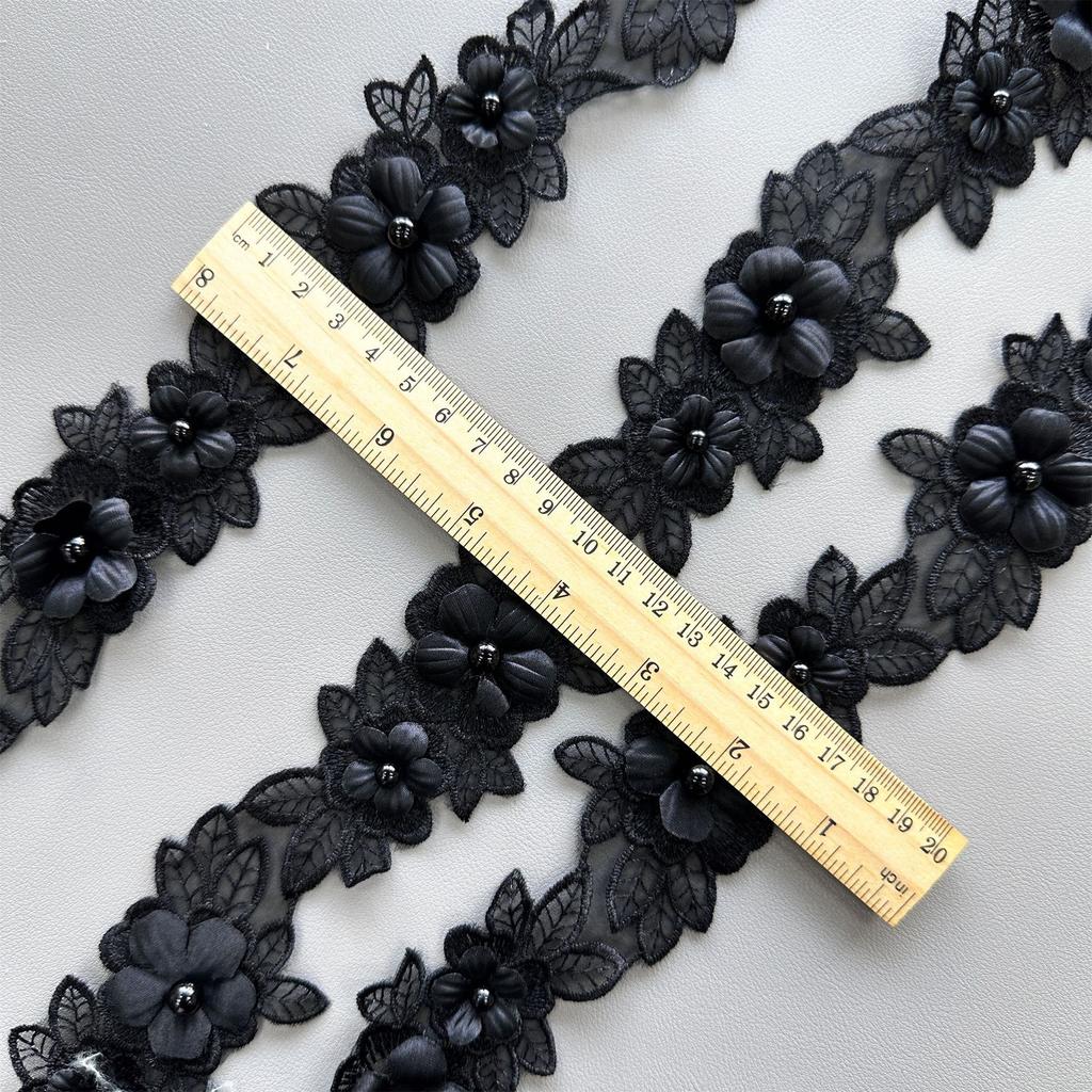 Eugen Yarn Embroidery Skirt Headdress Hair Accessories Decorative Decal Barcode Lace Double Embroidery Butterfly Bead Lace