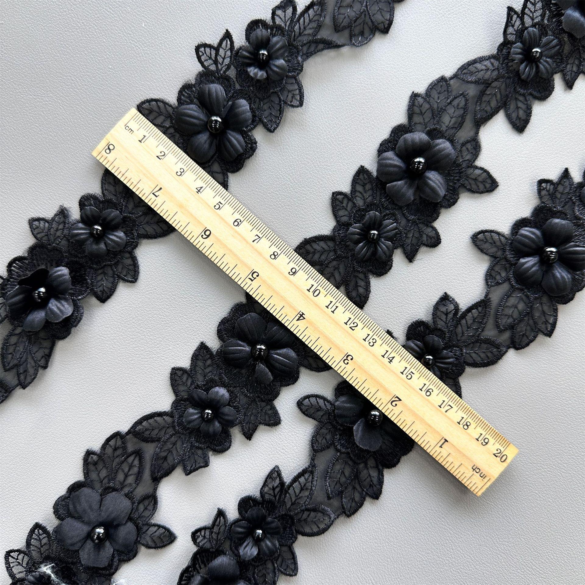 

Юбка с вышивкой Eugen Yarn Головной убор Аксессуары для волос Декоративная наклейка Штрихкод Кружево Двойная вышивка Бабочка Бисер Кружево T304-2 small flower black one size 10.5 group