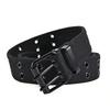 Men and women double-breasted belt double-hole middle-aged and young men's tooling trend punk pink buckle belt