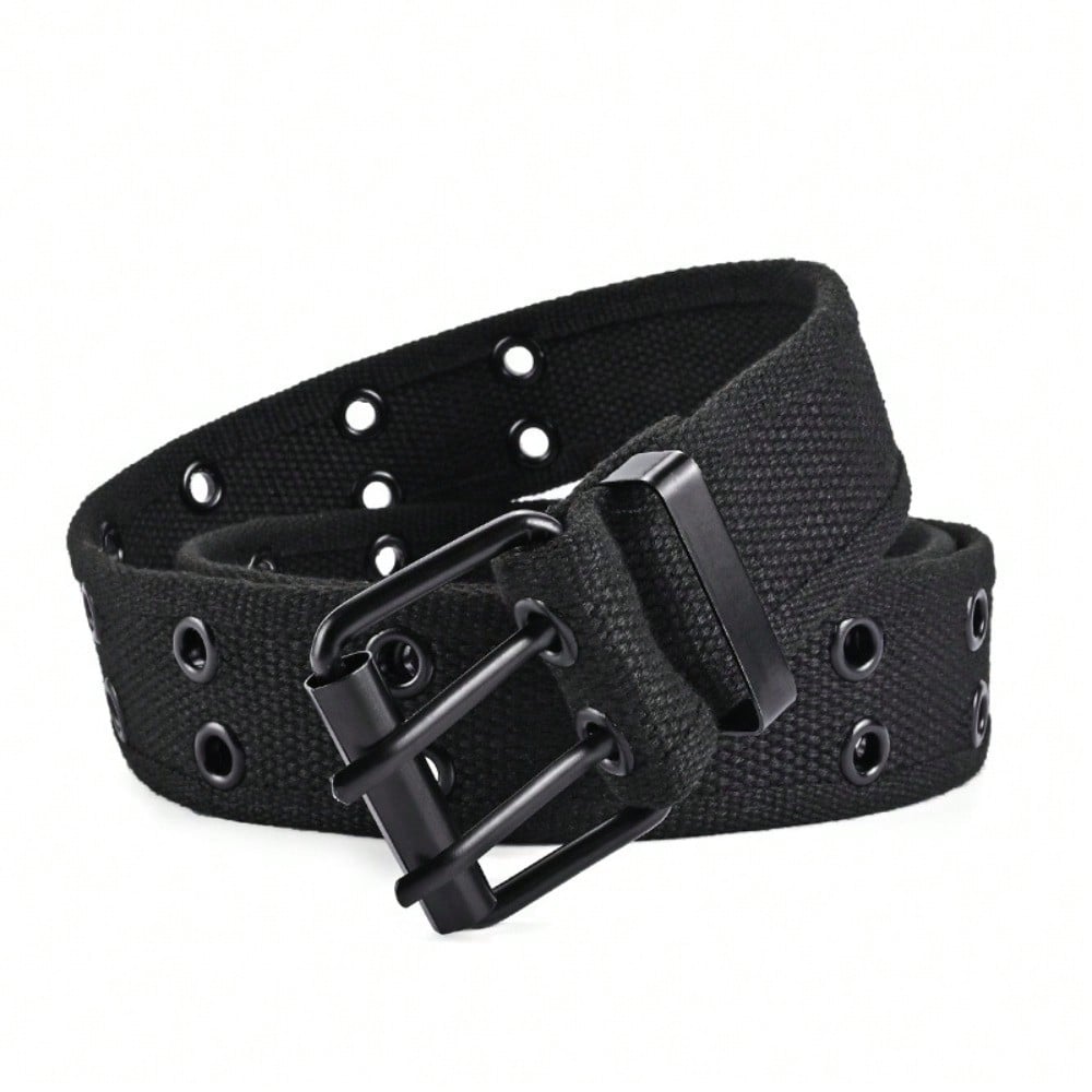 Men and women double-breasted belt double-hole middle-aged and young men's tooling trend punk pink buckle belt