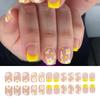 24 Stück Kurze Quadratische Falsche Nägel Blumen Künstlicher Nagel French Tip Aufkleben Nagel Glänzend Aufdrücken Nagel für Frau