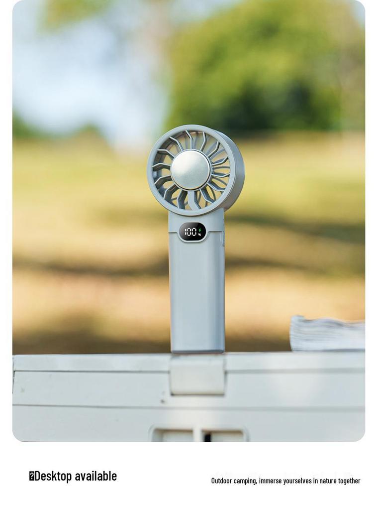 2026 Handheld USB Fan: Portable, 100-Speed, Strong Wind, Ice Pack, Digital Display