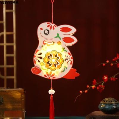 Cartoon Mid-Autumn Festival Lantern Luminous Style Ancient Rabbit Flower Lantern Chinese Style Antique