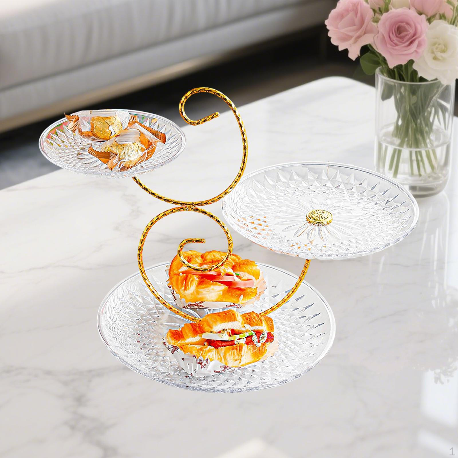 

Трирівнева підставка для кексів, тримач для печива, торта, закусок, Органайзер, Десертна ярусна тарілка, Кондитерська ярусна Clear Plate
