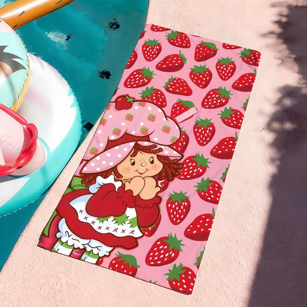 Cartoon Girl Towel Quick Dry Soft Yoga Swimming Fitness Mountain Climbing S-Strawberry Lovely S-Shortcake Large Beach Towels