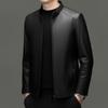 Yiliteng Men's Stand-Collar Business Casual Leather Jacket YTMMRXF2802