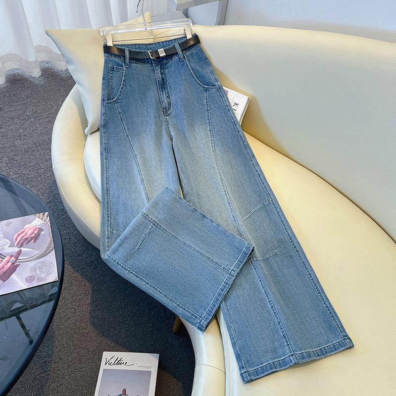 

Women s Spring/Autumn 2026 Blue Denim Banana Sickle Pants - Stylish Loose Fit, Slimming Crooked Leg Design 3XL (31) [Recommended 135-145 lbs] светло-синий