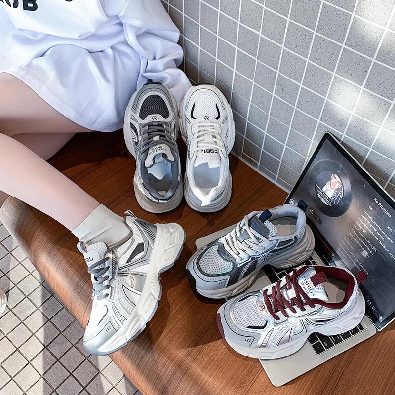 New Popular Thick Soled Height Increasing Dad Shoes Versatile Casual Sports Shoes