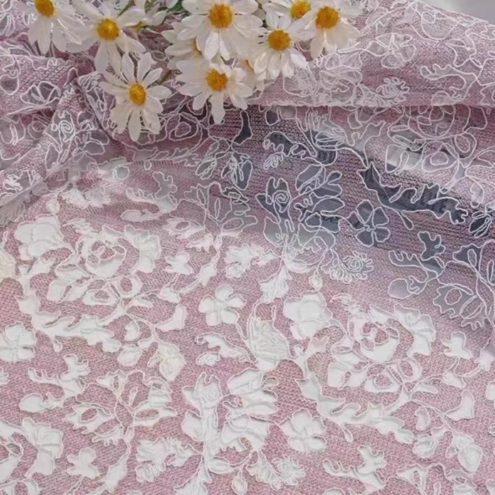 

Hollow Soft Tulle Fabric Embroidery Womens Clothing Material For Kids Dress Blouse фиолетовый