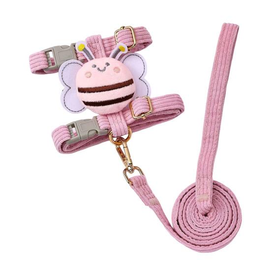 Cat Harness And Leash Set Adjustable Escape Proof Kitten Harness with Cartoon Bee